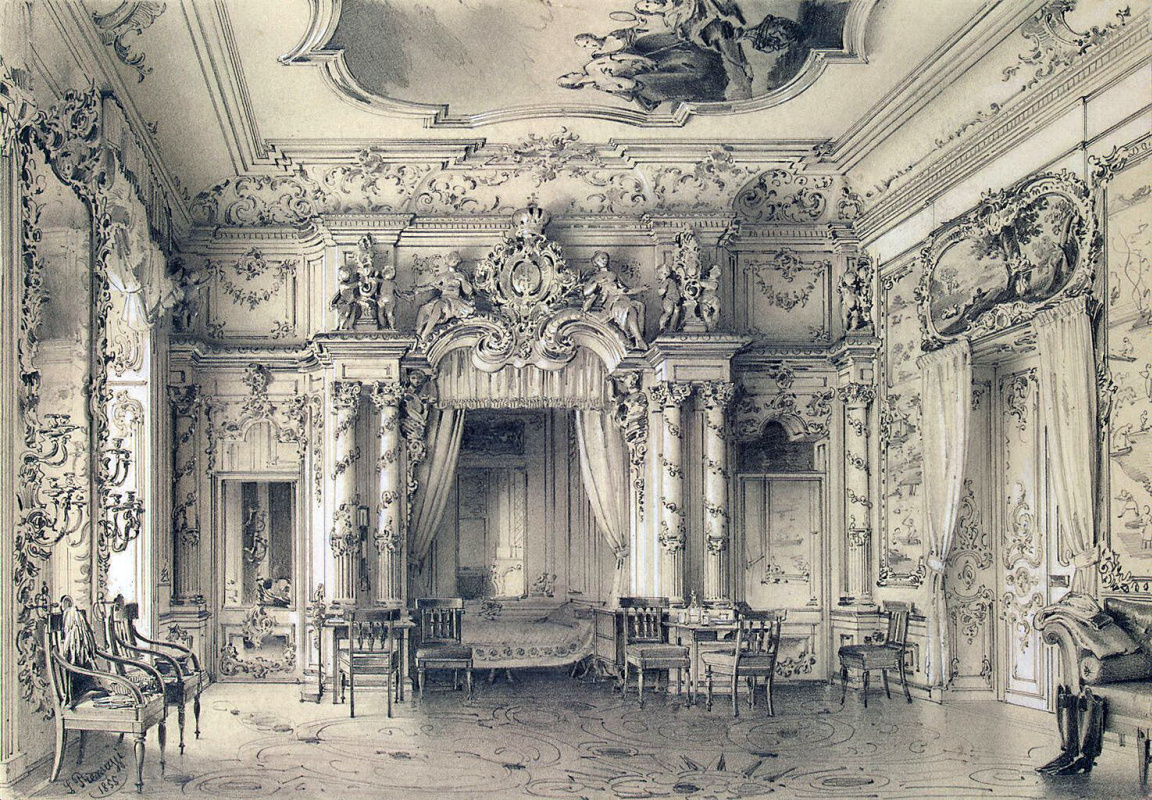 Luigi Premazzi. Bedroom in the Great Tsarskoye Selo Palace