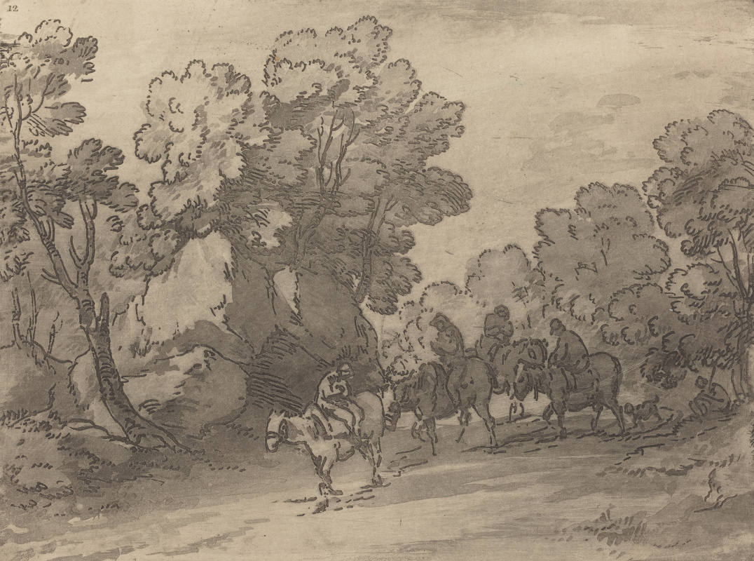 Thomas Gainsborough. Forest landscape with travelers