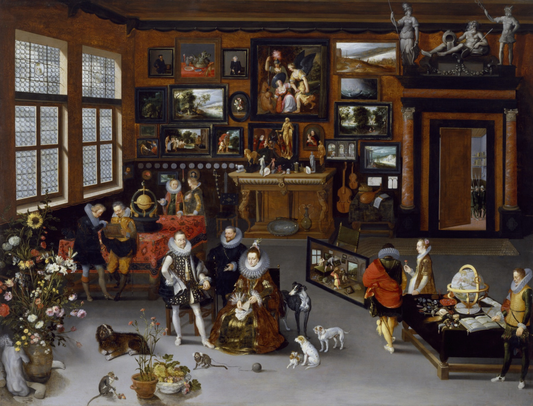 Jan Bruegel The Elder. Archduke Albert and Archduchess Isabella in the office of the collector