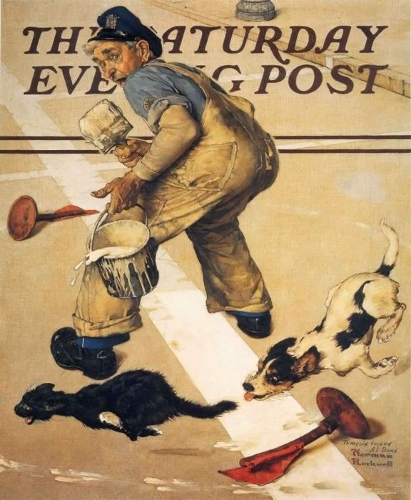 Norman Rockwell. The problem of road platers