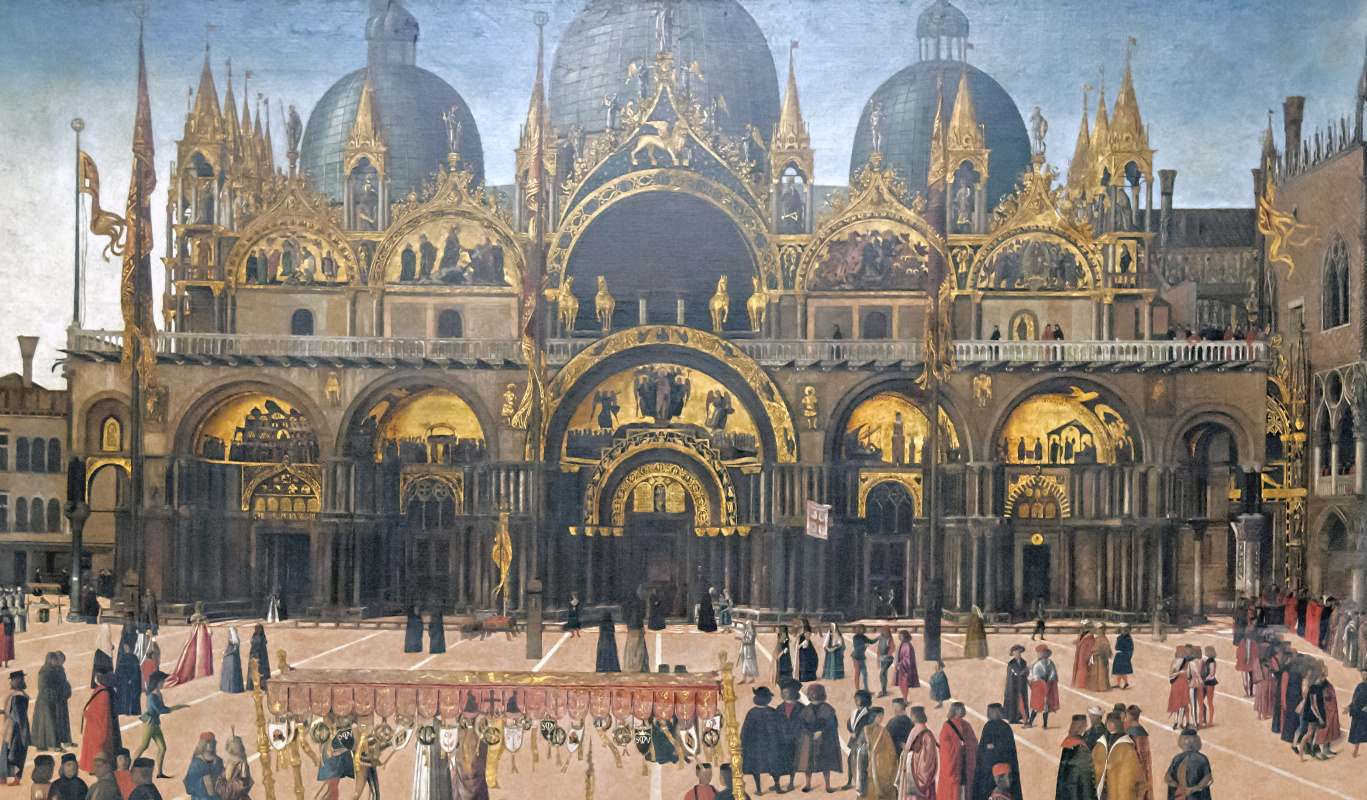 Gentile Bellini. The procession of the relics of the Holy Cross in St. Mark's Square. Fragment II
