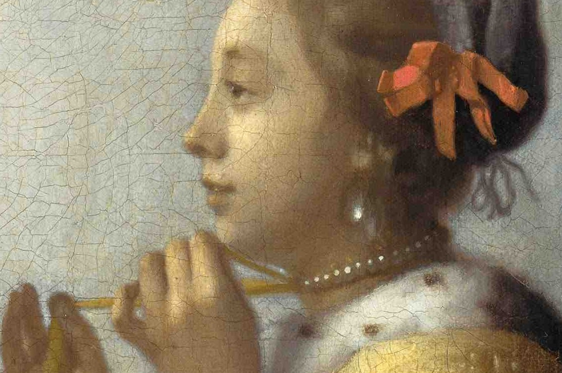 Jan Vermeer. Girl with a pearl necklace. Detail