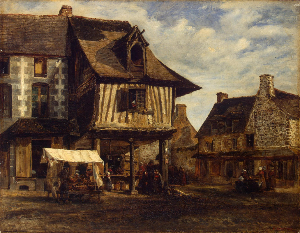 Theodore Rousseau. A market in Normandy