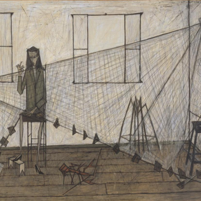 Bernard Buffet Le cirque: Deux Clowns, 1955, 150×260 cm