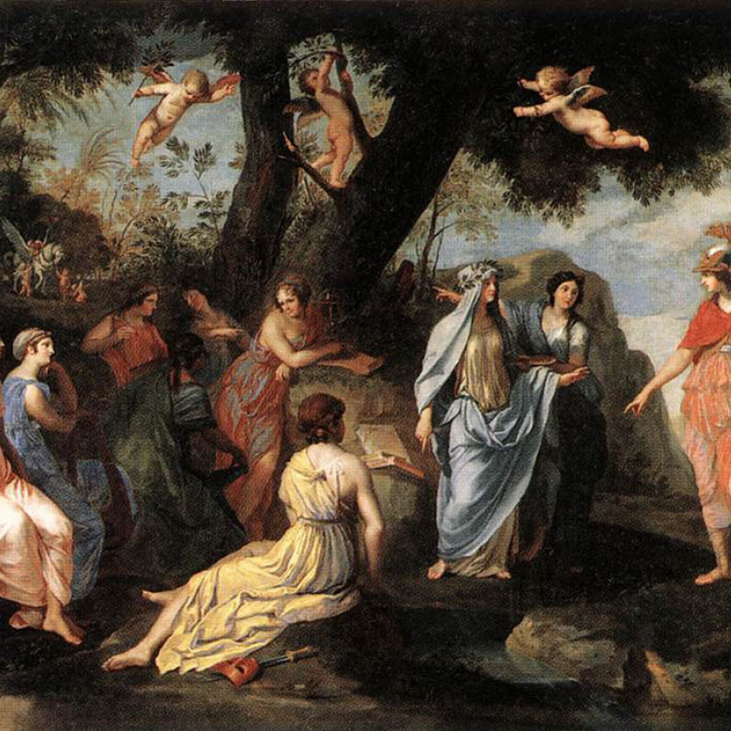 皐月惠　永劫の庭　Minerva Minerva and the muses, 1450, 162×116 cm by Jacques de Stella