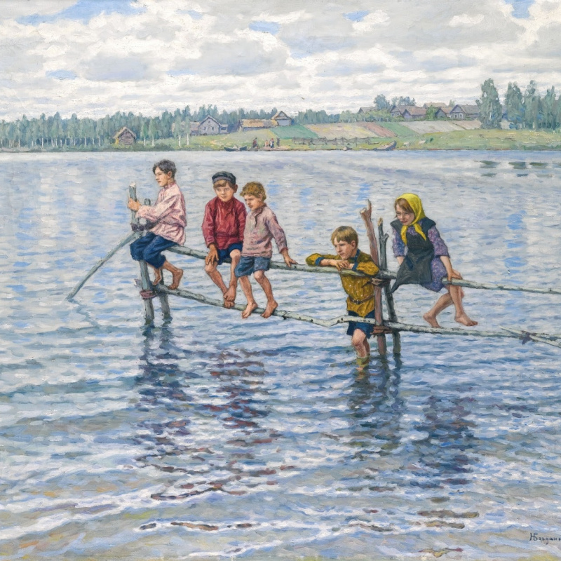 Boys Fishing Artwork By Nikolai Petrovich Bogdanov-belsky Oil Painting &  Art Prints On Canvas For Sale -  Art Online Store