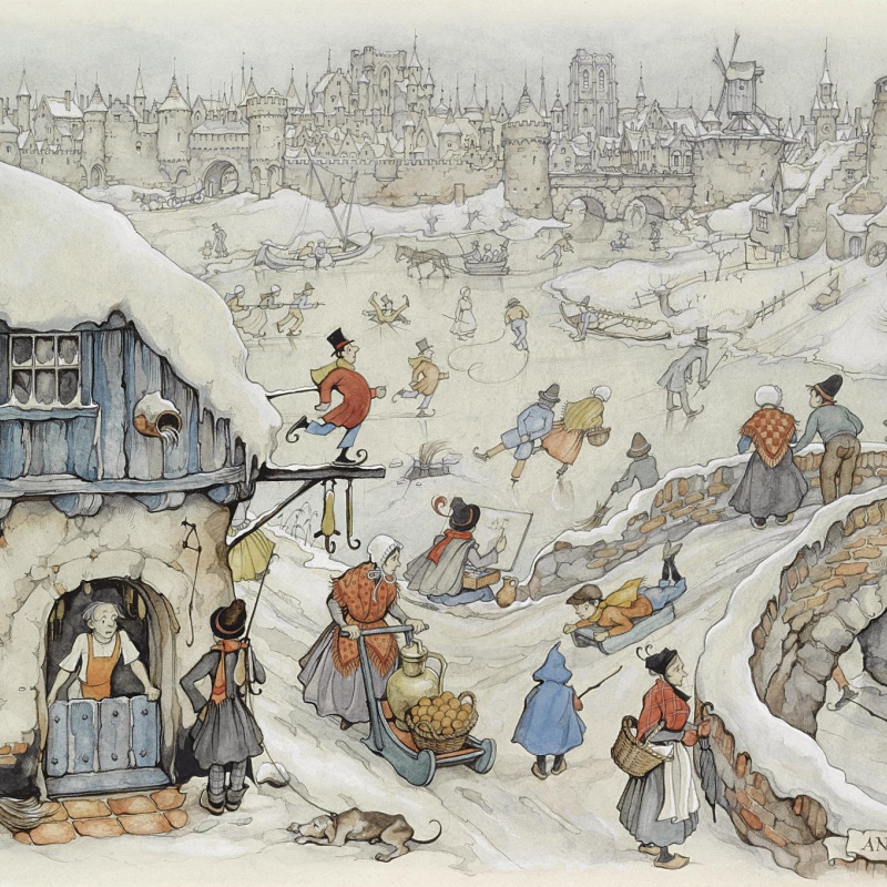 Anton Pieck Sleeping beauty. Illustration for the fairy tales of