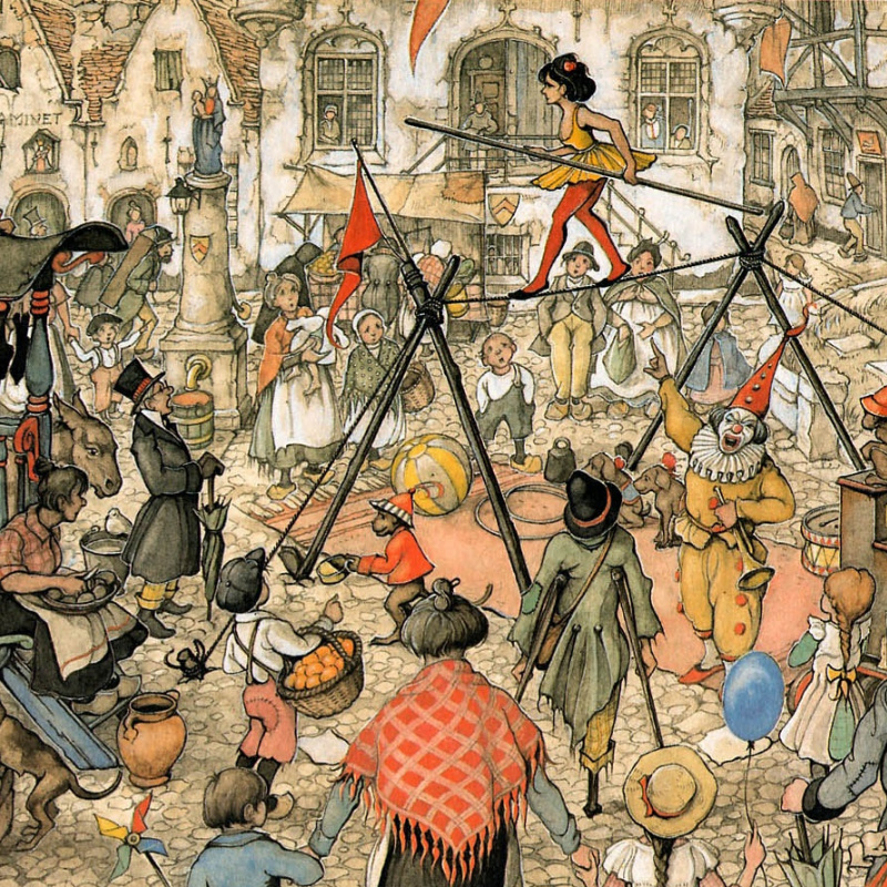 Urban scene in London 1810, 1960, 24×38 cm by Anton Pieck: History