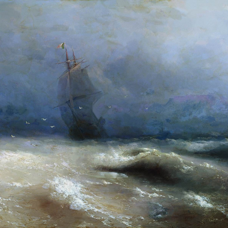 Early morning on the seaside (seaside view), 1850, 130×77 cm by