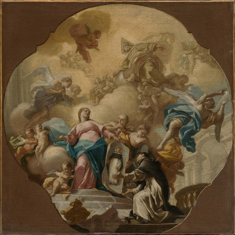 Francesco De Moore. Vergine Maria mostra un ritratto di San Domenico al fratello Soriano